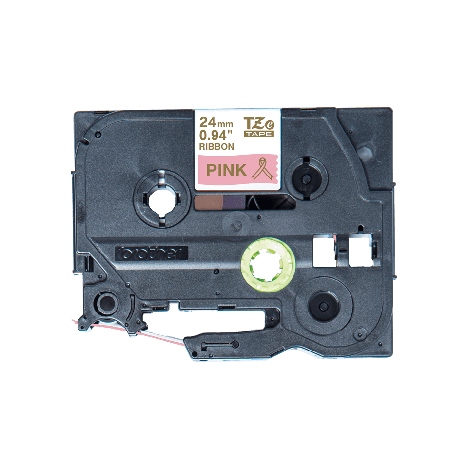 Oriģināla Brother TZe-RE54 auduma lentes kasete – zelta drukas rozā, 24mm plata